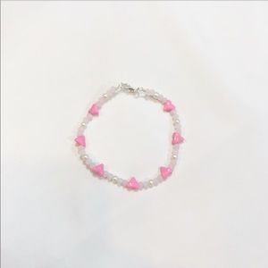 PEARL & PINK HEART BRACELET